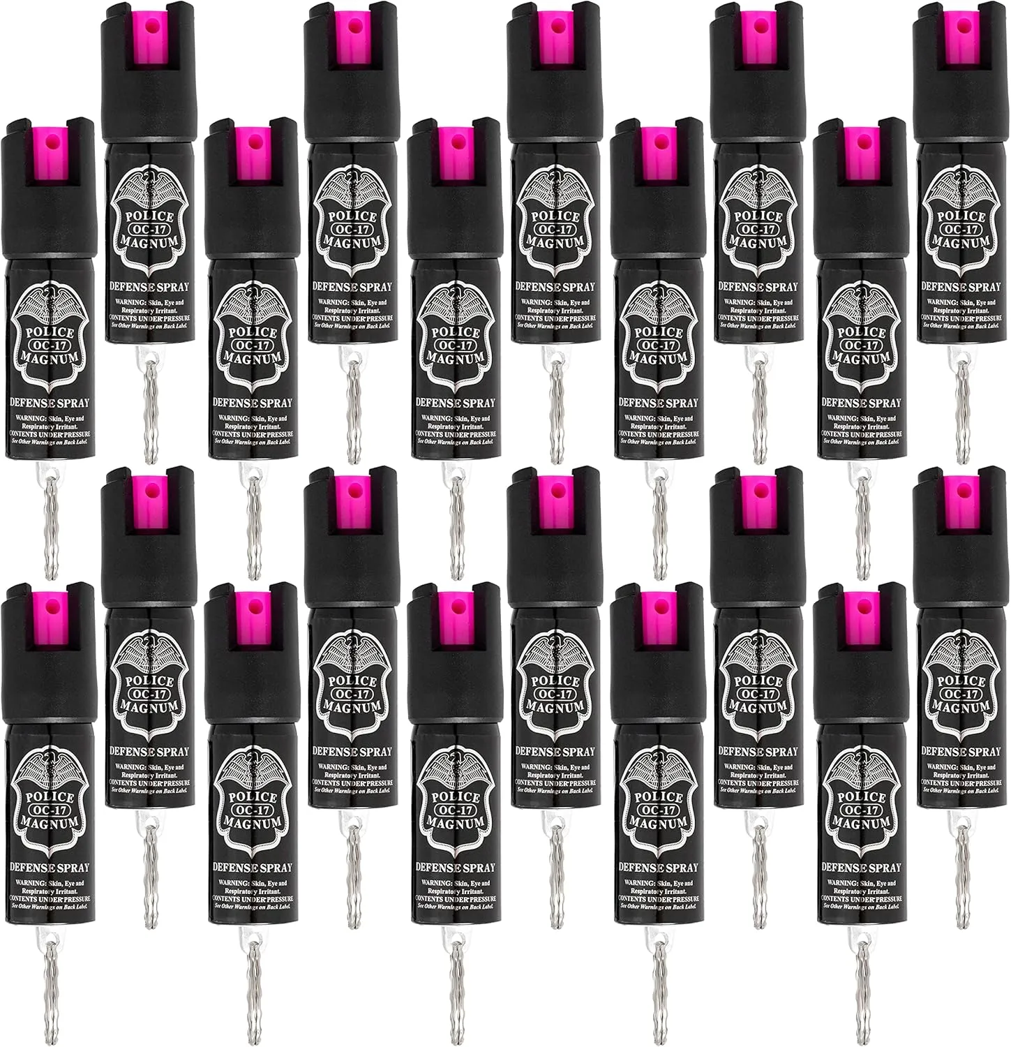 POLICE MAGNUM Mini Pepper Spray Bulk Pack- Max Heat Strength Protection- Made in The USA- 1/2oz Twist Lock Keyrings