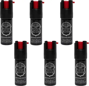 POLICE MAGNUM Small Pepper Spray Self Defense Canisters- Max Heat Strength- 10-12ft Range (6 Pack 1/2oz Twist Lock)
