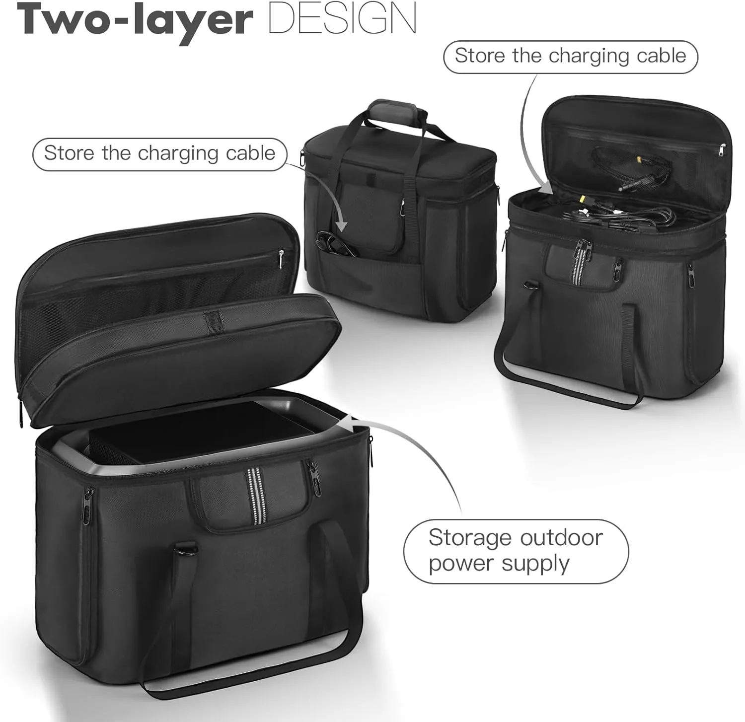 Portable Power Station Carrying Case Bag Compatible with For DELTA 3 Plus Power Station Generator Protective Shoulder Storage Bag Cover with Pocket for Outdoor Travel Camping Charging