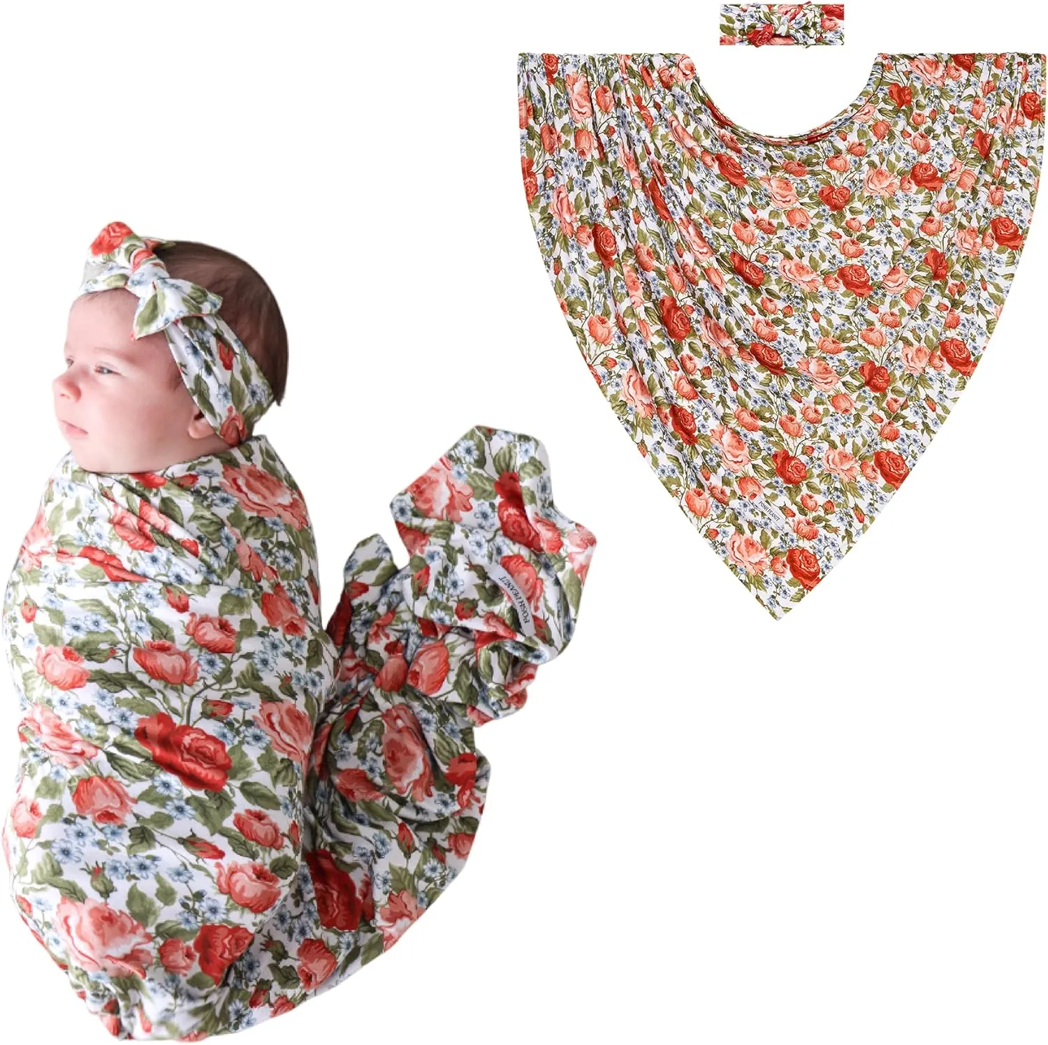 Posh Peanut Swaddle Blanket   Headband Set - Soft Newborn Swaddle Doubles As a Stroller, Receiving Blanket, and Nursing Cover - Matching Baby Swaddles & Headbands for Everyday
