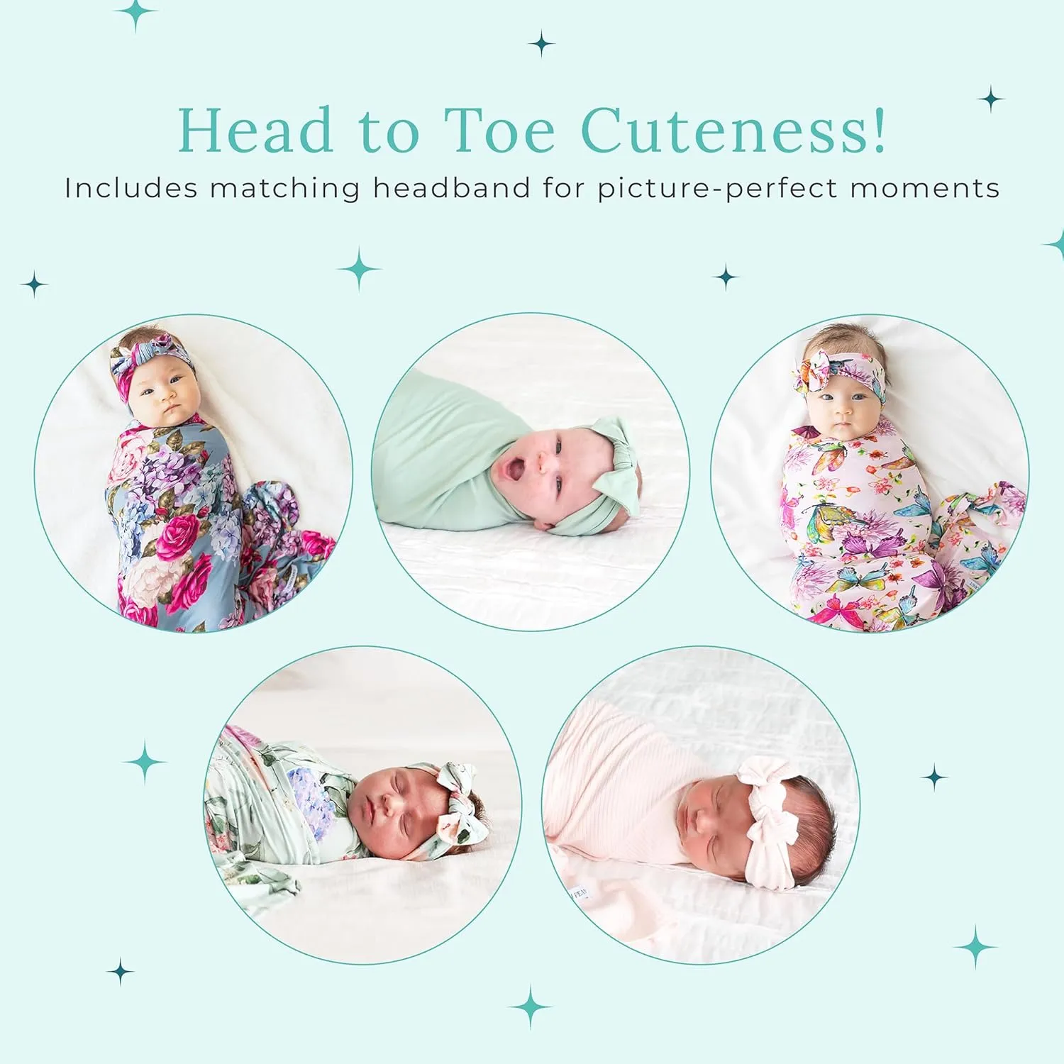 Posh Peanut Swaddle Blanket   Headband Set - Soft Newborn Swaddle Doubles As a Stroller, Receiving Blanket, and Nursing Cover - Matching Baby Swaddles & Headbands for Everyday