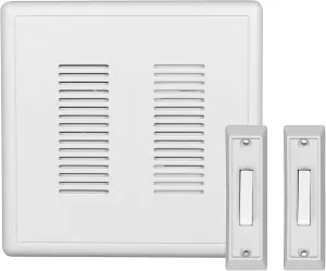 PrimeChime Plus 2 Electric Doorbell Kit - Doorbells for Home - Includes Selectable Ring Chimes - Basic Button, White - NICOR Lighting