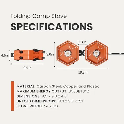 Propane 2 Burner Camping Stove w/ Carrying Bag,Portable Folding Stove