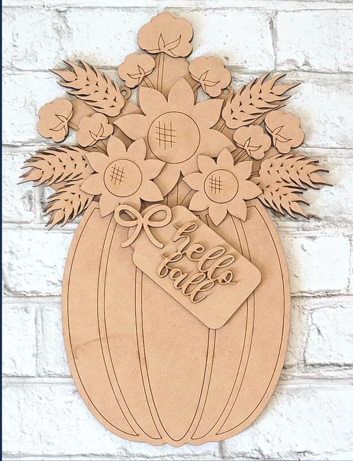 Pumpkin Floral Door/Wall Hanger DIY Fall Kit - Paint it Yourself Fall Kit