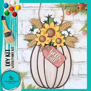 Pumpkin Floral Door/Wall Hanger DIY Fall Kit - Paint it Yourself Fall Kit