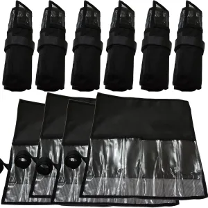 Qty 10 Black Fishing 6-Pocket Roll-up Trolling Tackle Storage Jig Bait Lures Bags 16" by 15"