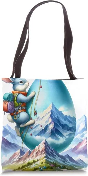 Rabbit Climbs Easter Orb Mountain. Gear Determined Ascent Tote Bag