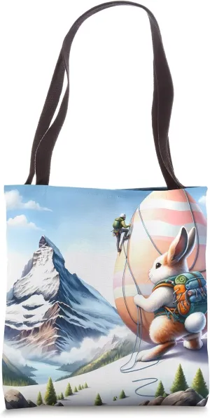 Rabbit Climbs Easter Orb Mountain. Gear Determined Ascent Tote Bag