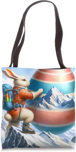Rabbit Climbs Easter Orb Mountain. Gear Determined Ascent Tote Bag