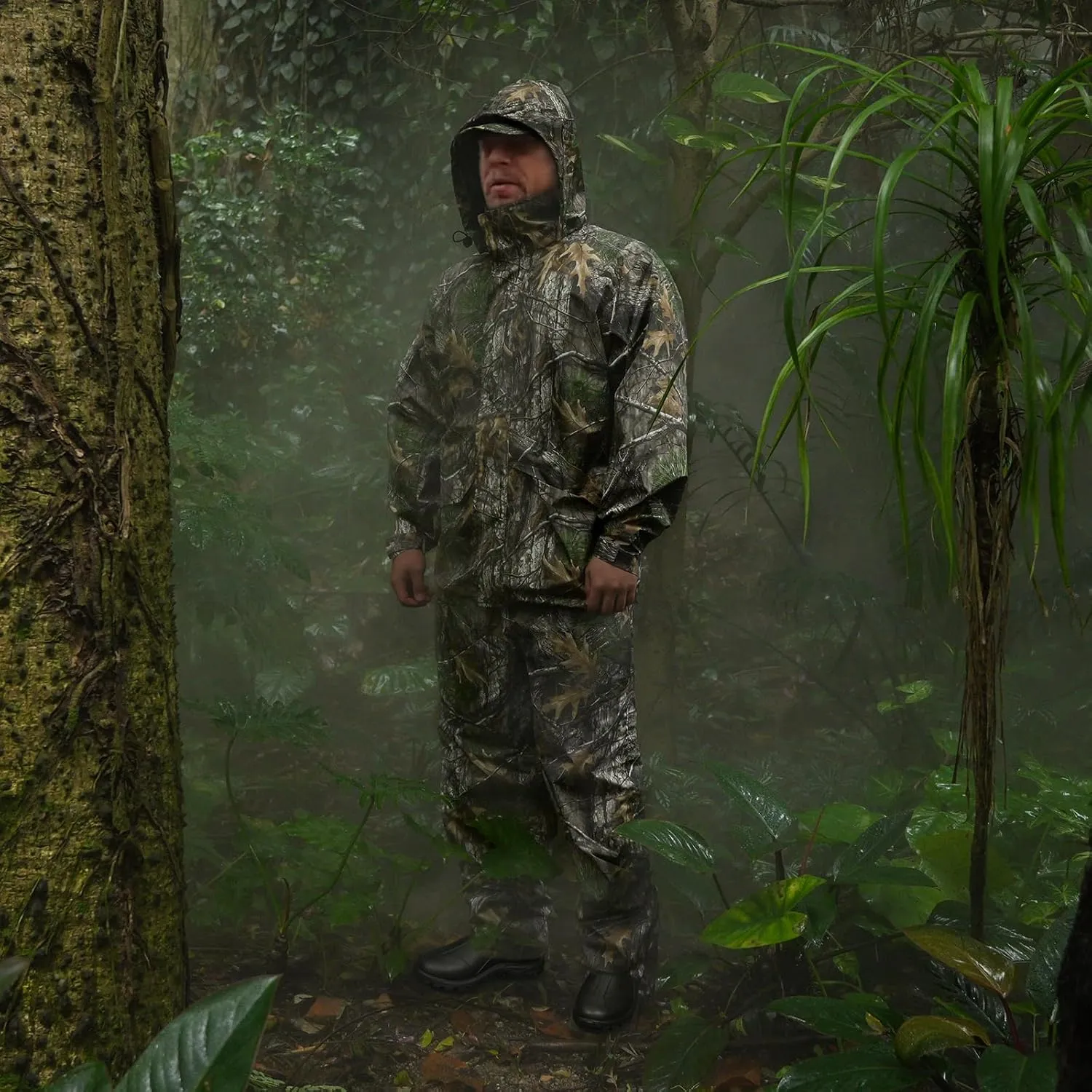 Rain Suits for Men Waterproof - Rain Jacket Pants Adults Rain Gear Lightweight Raincoat with Hood Hunting Camo