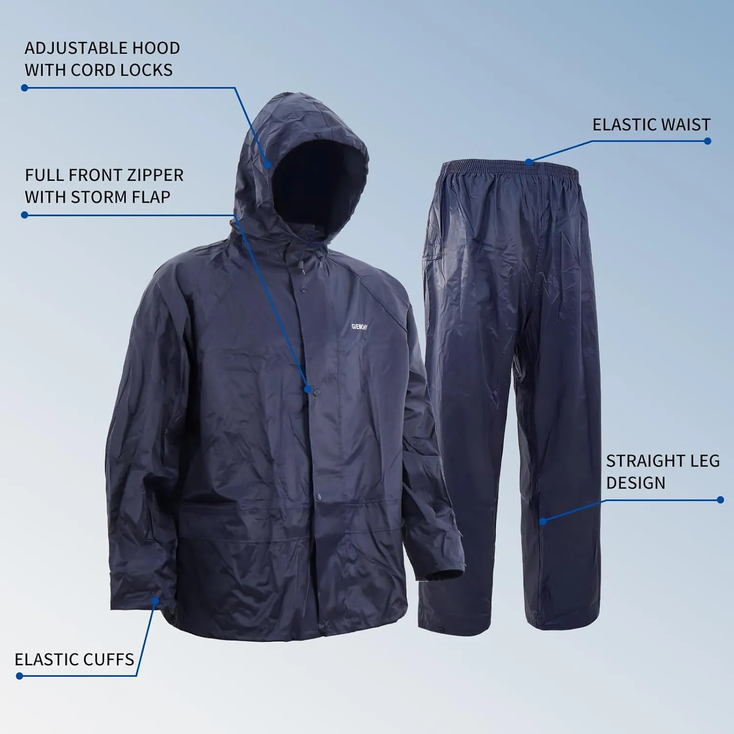 Raincoat Suit Outdoor Waterproof Breathable High Reflective High Performance Durable Rain Gear Hooded Jacket