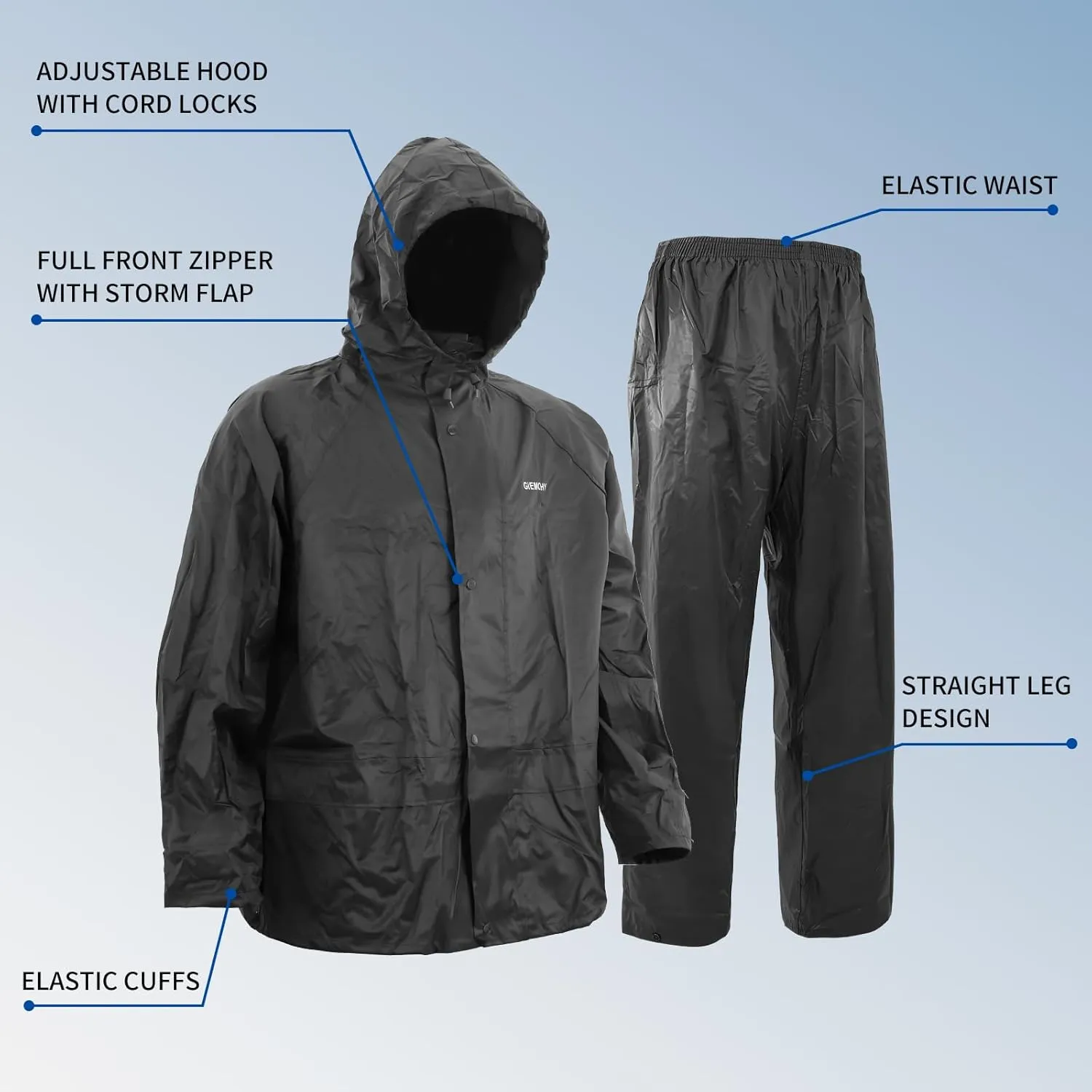 Raincoat Suit Outdoor Waterproof Breathable High Reflective High Performance Durable Rain Gear Hooded Jacket