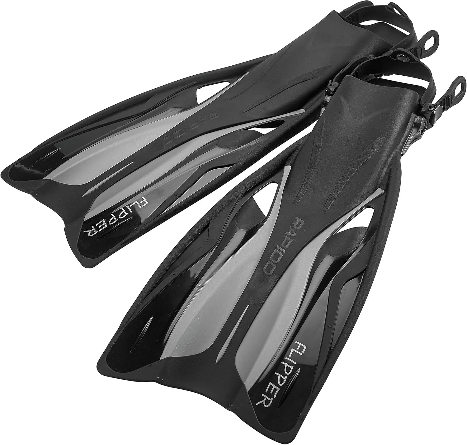Rapido Boutique Collection Flipper Open Heel Adjustable Snorkel Fin with Snorkeling Gear Carry Bag, Easy Packing and Traveling Snorkeling Swim Fins for Men and Women