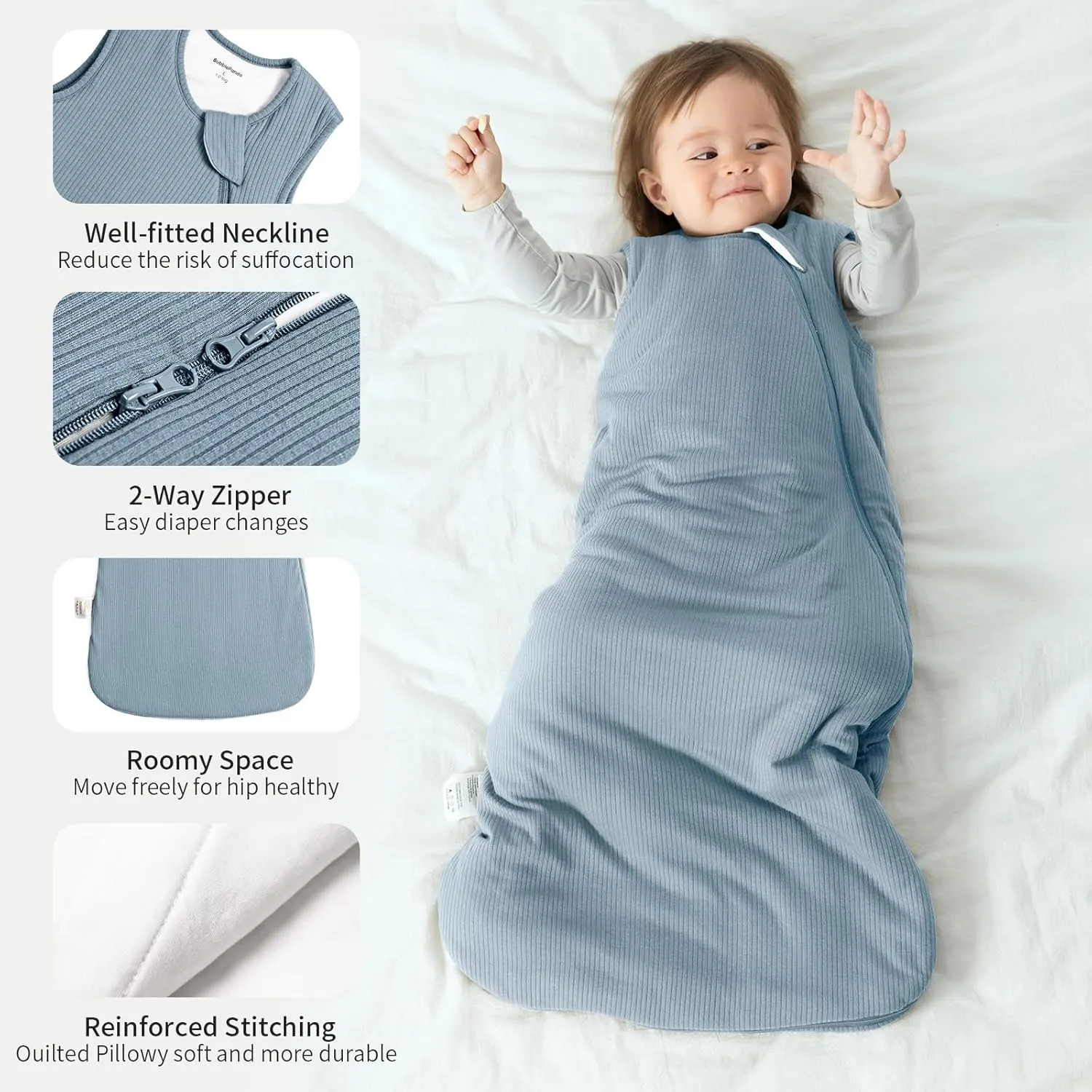 Rayon Made from Bamboo Sleep Sack 2t-3t Supersoft Toddler Sleeping Sack 24-36 Months 1.0 Tog Breathable Baby Wearable Blanket with 2-Way Zipper Unisex Sleeping Bag for Babies