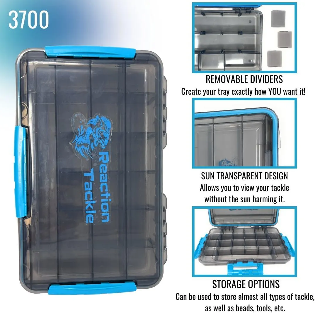 Reaction Tackle Ultimate Tackle Box Trays: Boxes to Organize and Store in Your Fishing Tackle Bag! for Anglers on The Go - 3600 Tackle Tray and 3700 Tackle Trays - 3-Clip Waterproof Tray