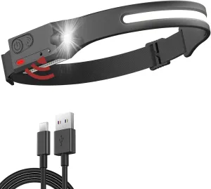 Rechargeable Headlamp Powerful 230° LED Head Torch Waterproof USB Headlamps 5 Modes Halolight for Running, Camping, Reading, Cycling, Fishing, Hiking, Jogging, Walking