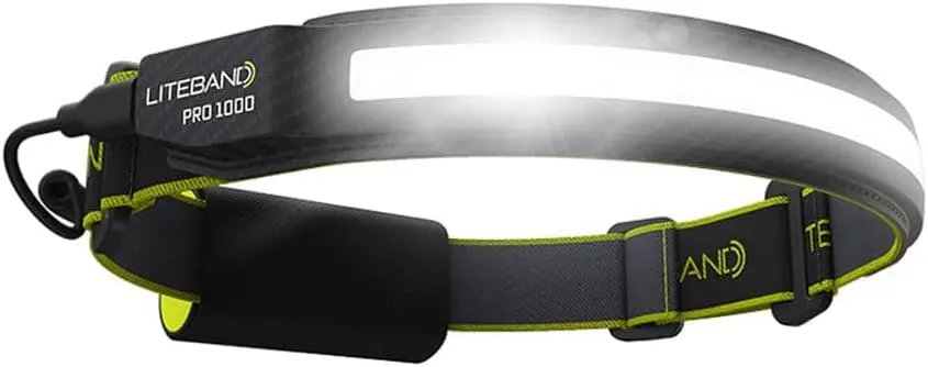Rechargeable LED Headlamp - Liteband PRO 1000 Lumens Super Bright Head Lamp, Battery Powered Tactical Headlamps, Camping, Running, Hard Hat Light, Best Rated Hands Free Forehead Flashlight, Carbon