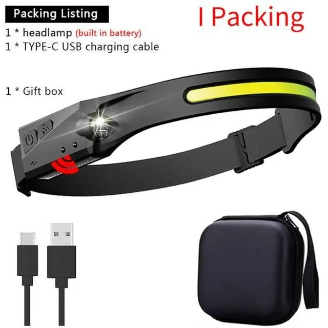 Rechargeable USB LED Headlamp - Hands-Free Sensor Light