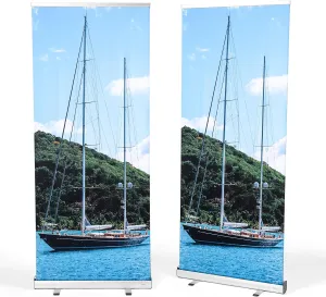 Retractable Banner Stand - 33"x81" Aluminum Roll-Up Display With Easy Setup and Padded Travel Bag; Ideal for Advertising, Trade Shows, Promotions, and Exhibitions (Stand Only)