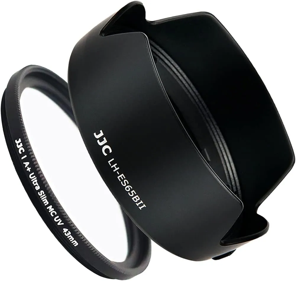 RF 50mm Petal Reversible Lens Hood & UV Filter Kit Fit for Canon RF 50mm f/1.8 STM Lens Replaces Canon ES-65B Hood on Canon EOS R6 R5 RP R Cameras with Multi-Coated 43mm UV Filter
