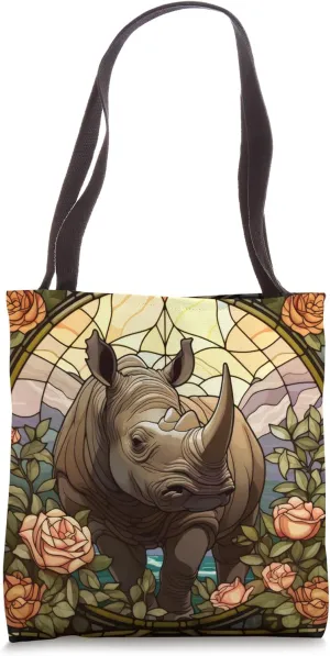 Rhinoceros Art Nouveau Abstract Tote Bag