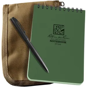 Rite in the Rain All Weather 946-Kit Green Pocket Notebook Black Pen Tan Cordura Cover 102 x 152mm