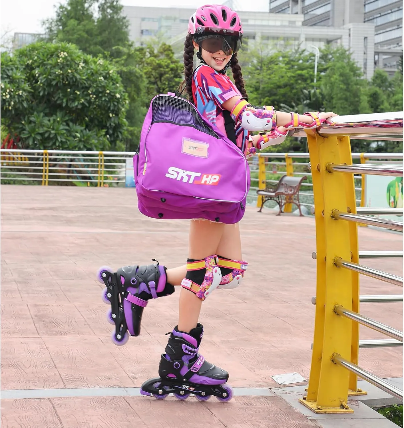 Roller Skate Bag with Adjustable Shoulder Strap for Kids and Adults to Hold Inline Skates and Knee Pads
