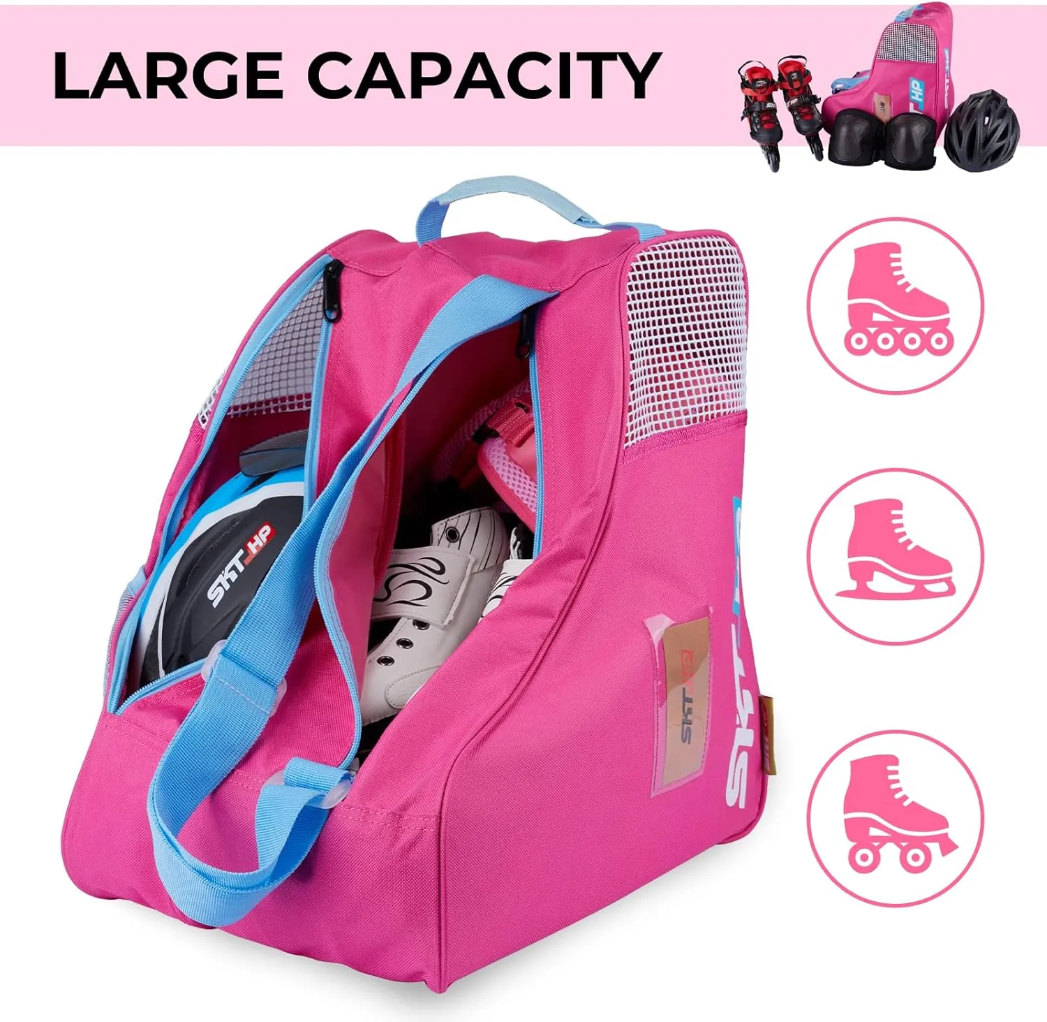 Roller Skate Bag with Adjustable Shoulder Strap for Kids and Adults to Hold Inline Skates and Knee Pads