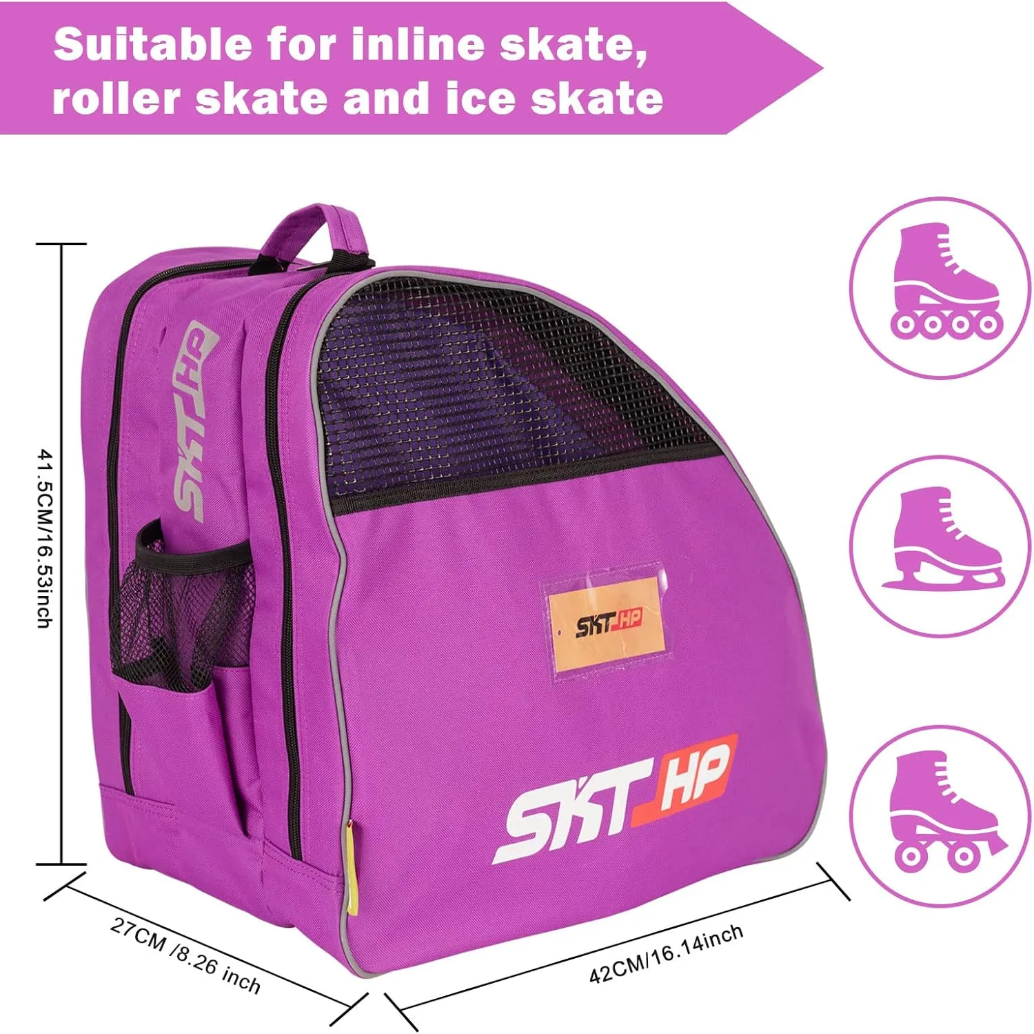 Roller Skate Bag with Adjustable Shoulder Strap for Kids and Adults to Hold Inline Skates and Knee Pads