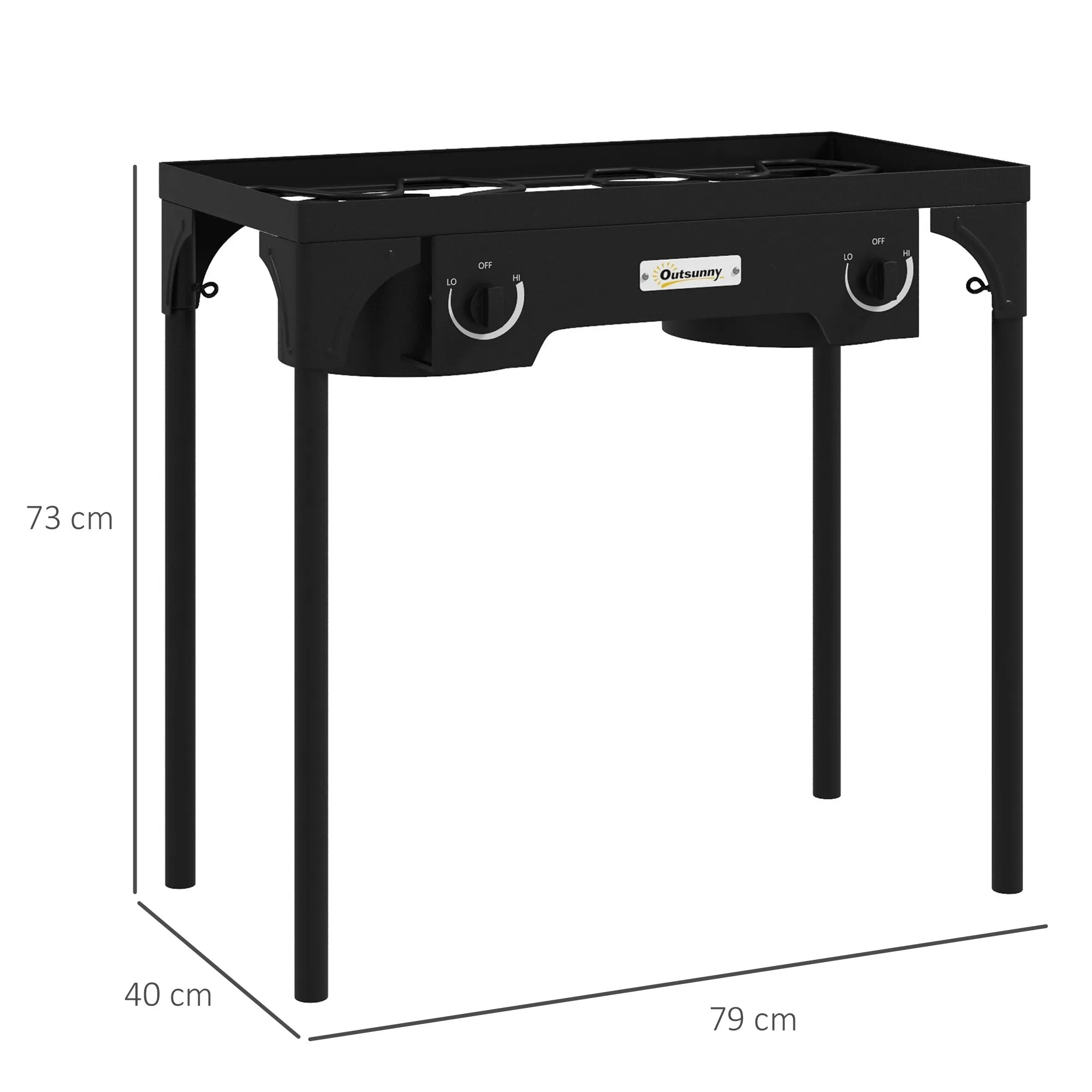 Rootz Kocher 2 Burner Propane Stove - Portable Cooker - Outdoor Camping Grill - 150,000 BTU - Easy Assembly - 79cm x 40cm x 73cm