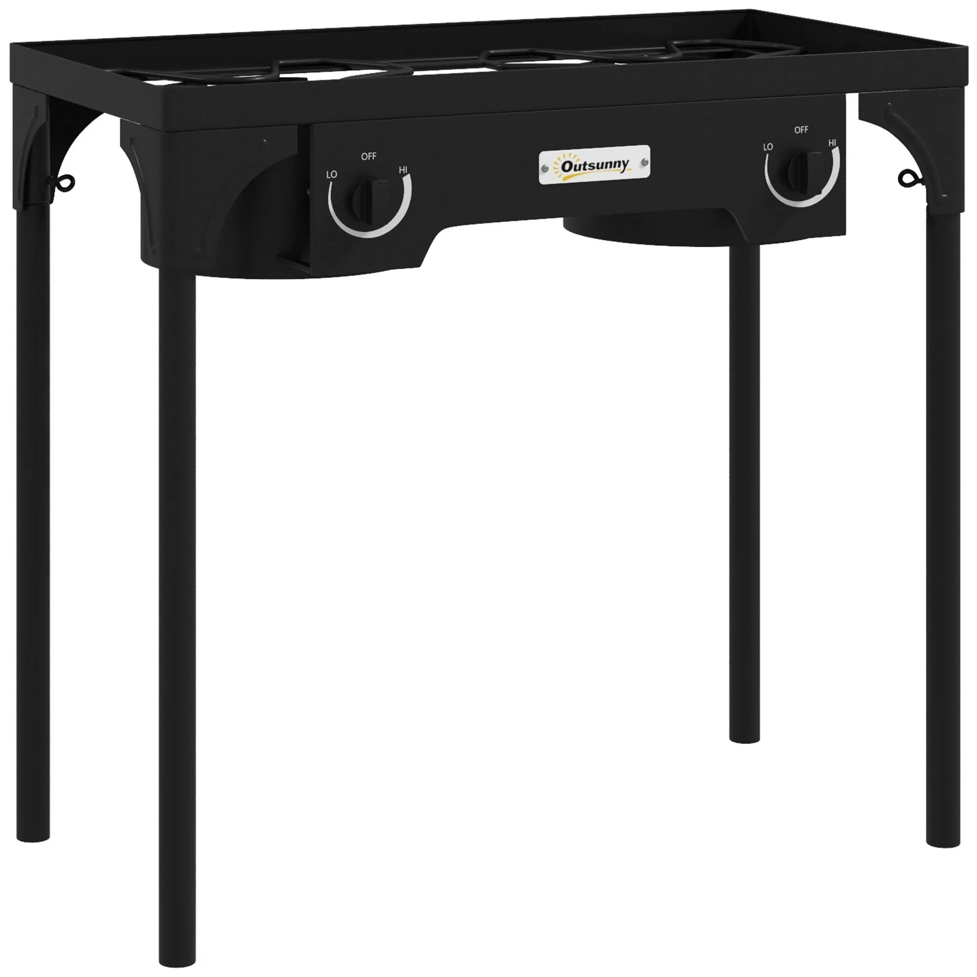 Rootz Kocher 2 Burner Propane Stove - Portable Cooker - Outdoor Camping Grill - 150,000 BTU - Easy Assembly - 79cm x 40cm x 73cm