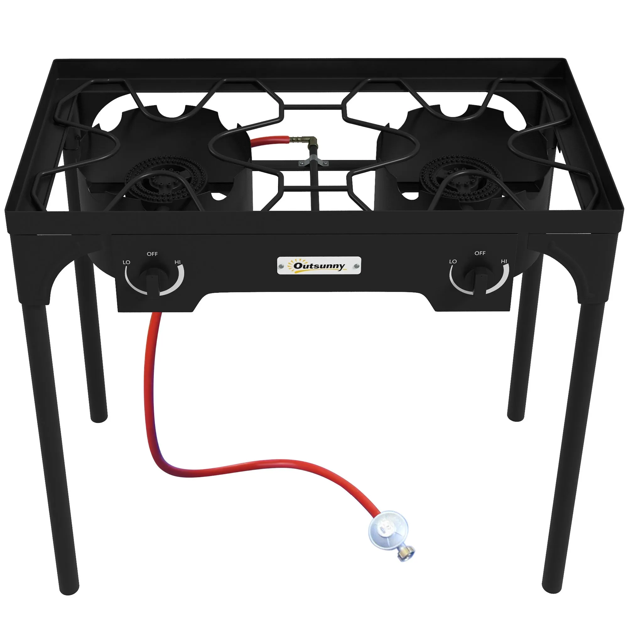 Rootz Kocher 2 Burner Propane Stove - Portable Cooker - Outdoor Camping Grill - 150,000 BTU - Easy Assembly - 79cm x 40cm x 73cm