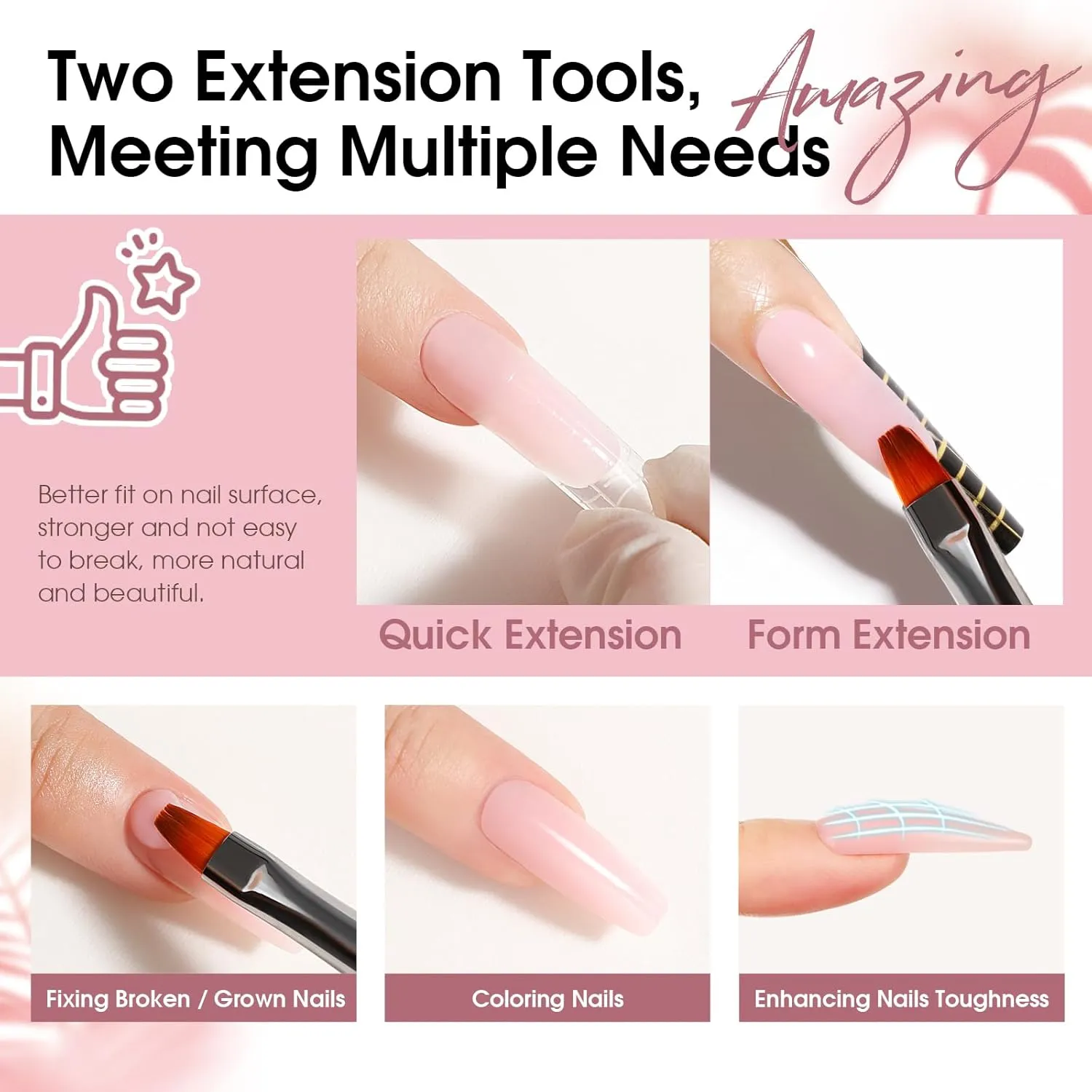 ROSALIND Poly Nail Gel Set, 8 Colors Mini Clear Neutral Poly Extension Gel Set, Nude Pink Builder Extension Kit for Nail Art Design Easy DIY Gift for Women