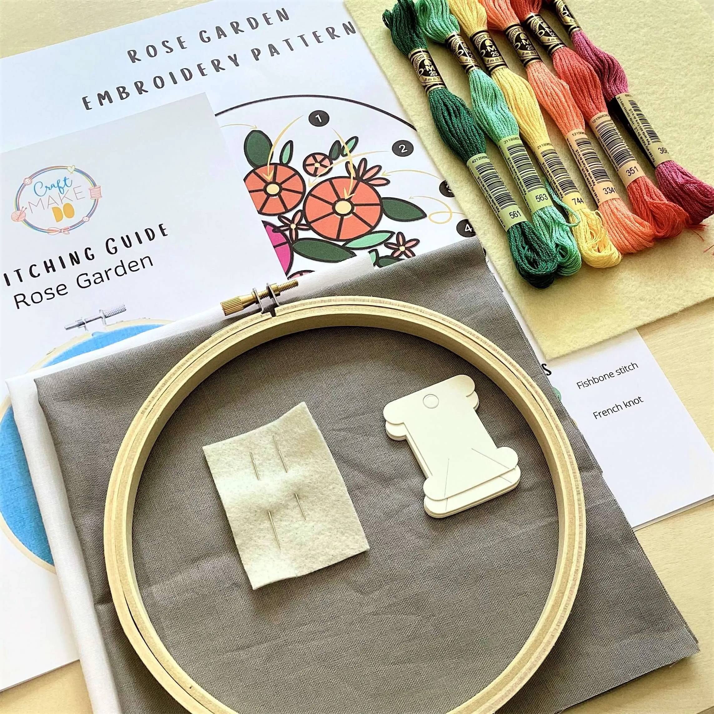 Rose Garden Modern Embroidery Kit