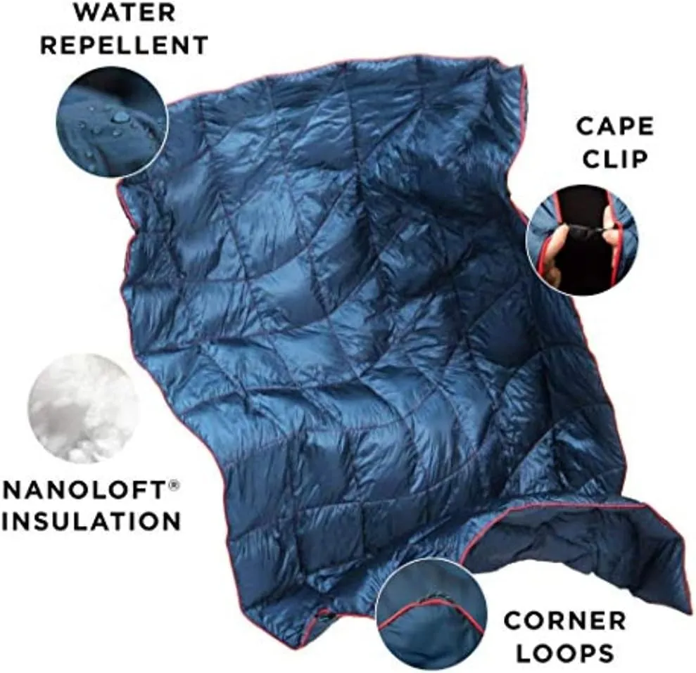 Rumpl The NanoLoft Puffy Blanket | Indoor Outdoor Camping Blanket for Traveling, Picnics, Beach Trips, Concerts |52" x 75" | Deepwater, 1-Person