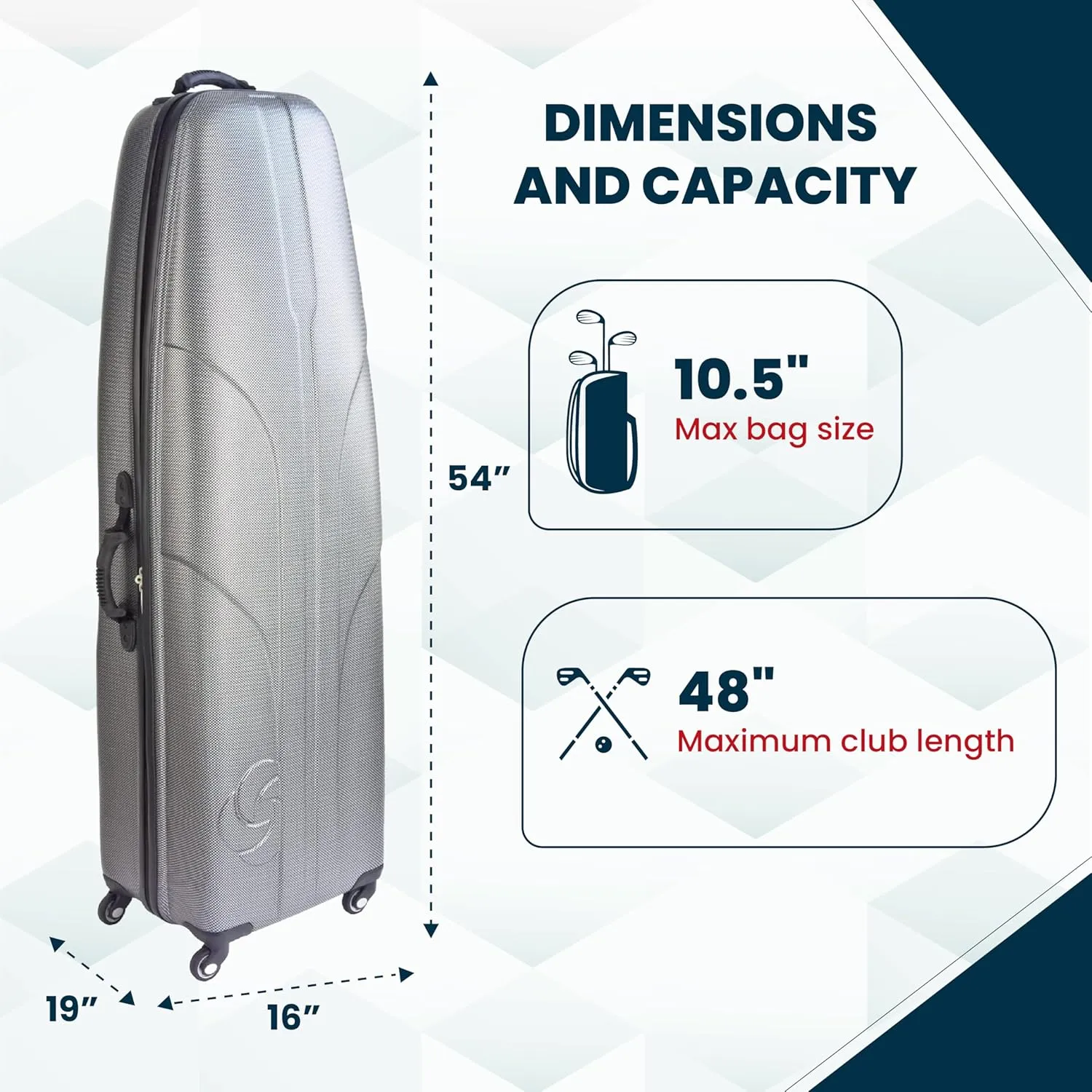 Samsonite Golf 6850 Hard Case Golf Travel Bag, Lightweight & Durable ABS Shell, Multi-Directional Wheels