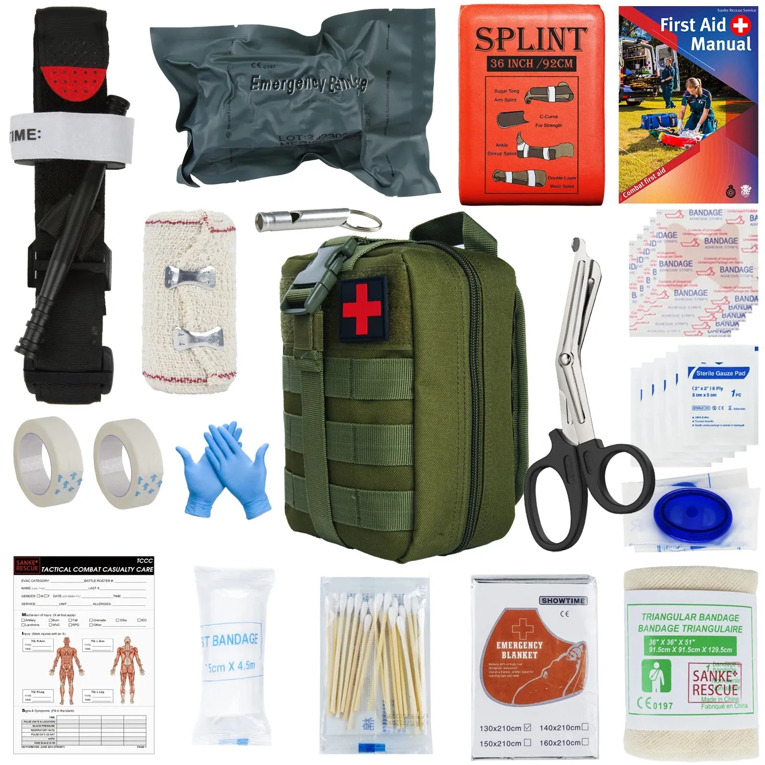 SANKE RESCUE Tactical First Aid Kit with Molle Bag for Emergency and Survival