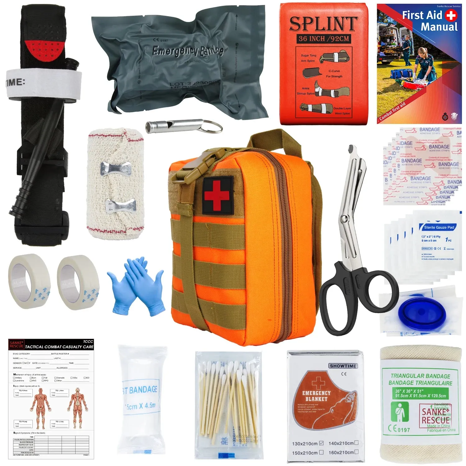 SANKE RESCUE Tactical First Aid Kit with Molle Bag for Emergency and Survival