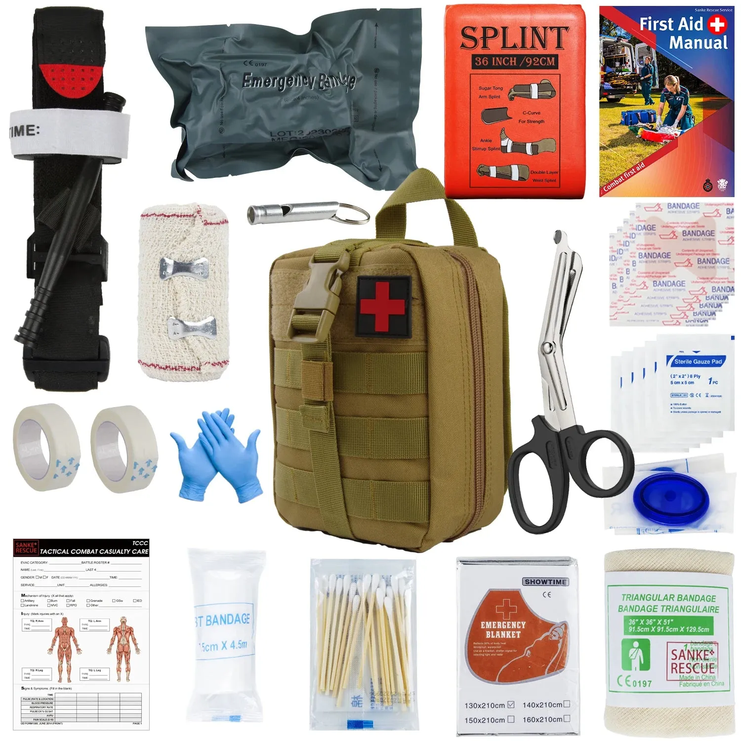 SANKE RESCUE Tactical First Aid Kit with Molle Bag for Emergency and Survival