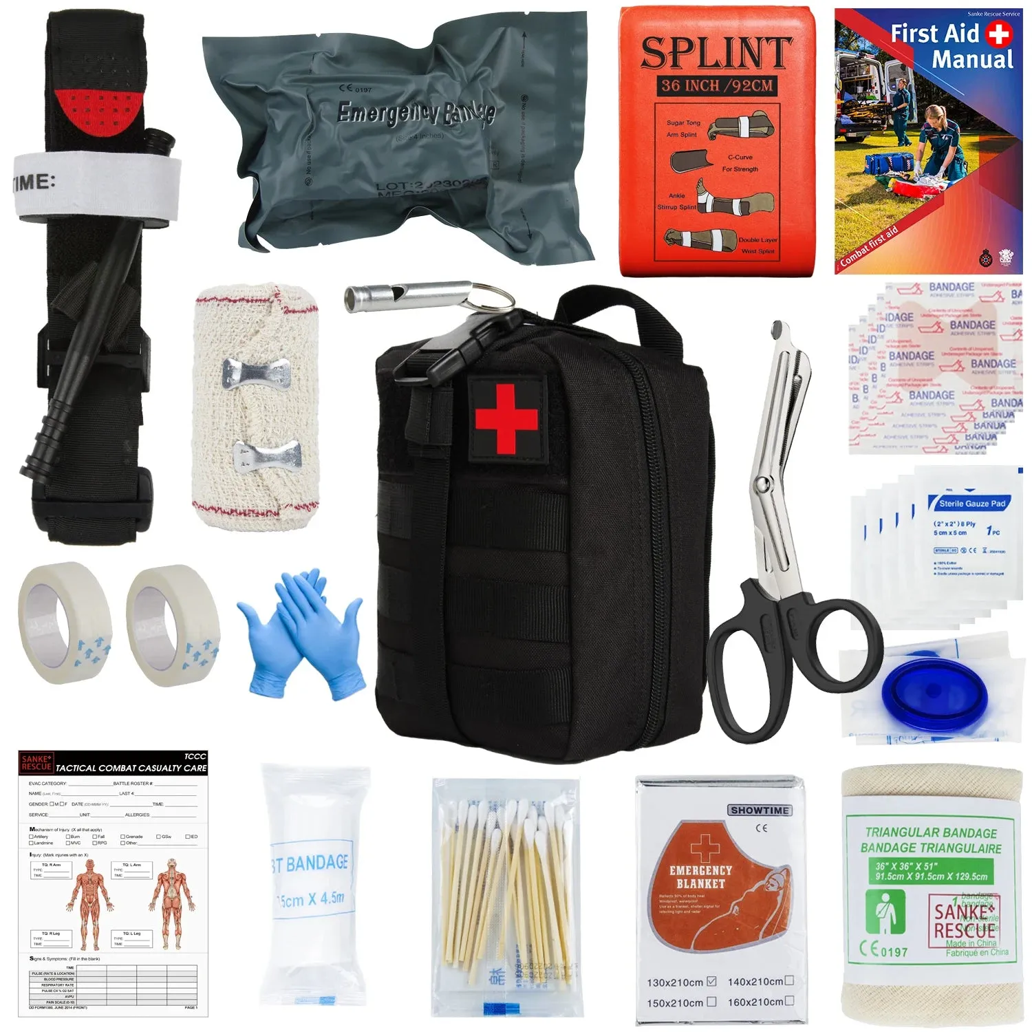 SANKE RESCUE Tactical First Aid Kit with Molle Bag for Emergency and Survival