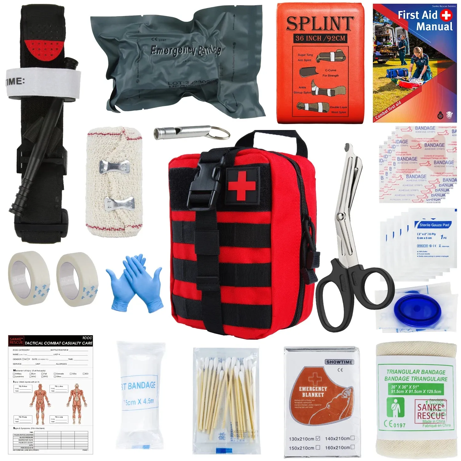 SANKE RESCUE Tactical First Aid Kit with Molle Bag for Emergency and Survival