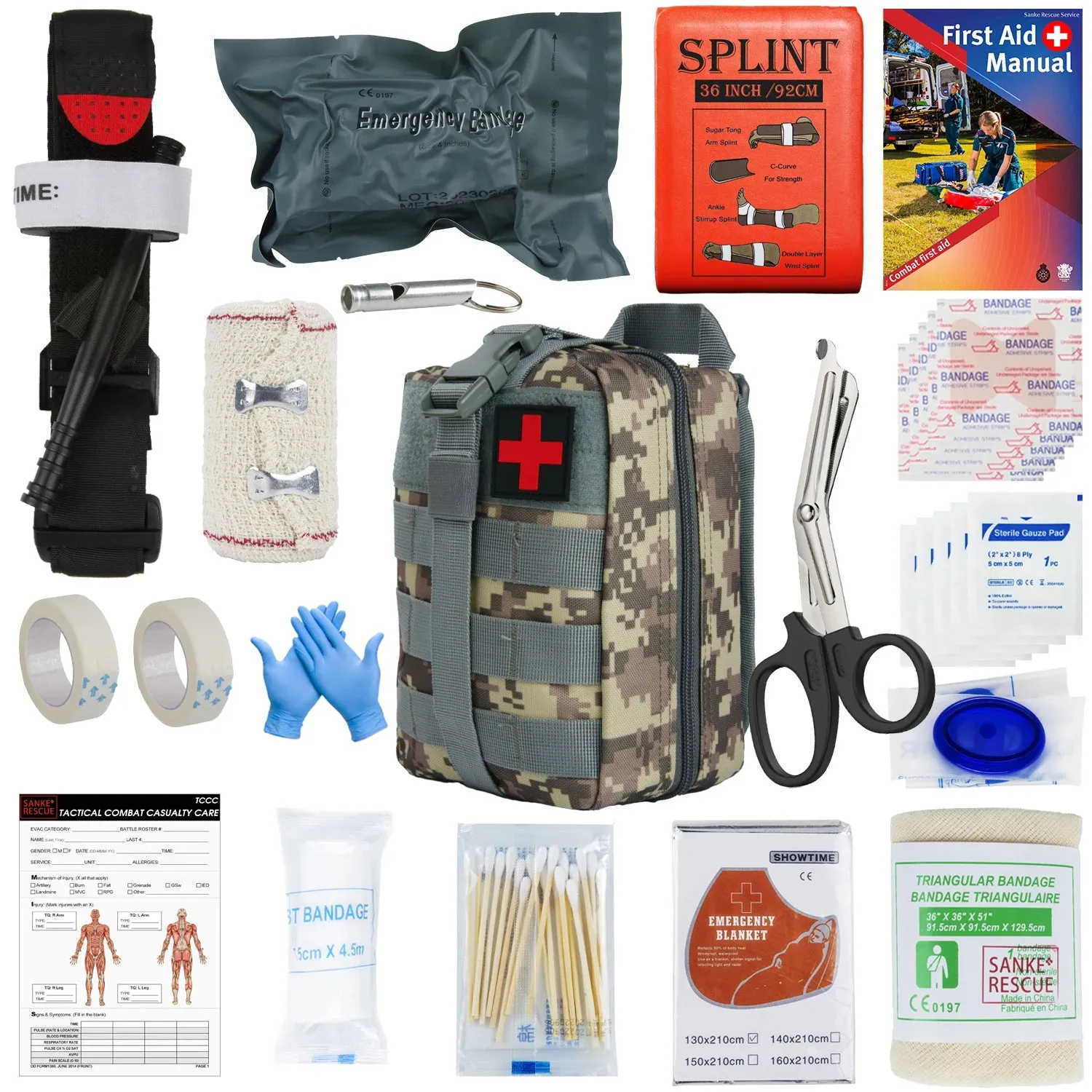 SANKE RESCUE Tactical First Aid Kit with Molle Bag for Emergency and Survival