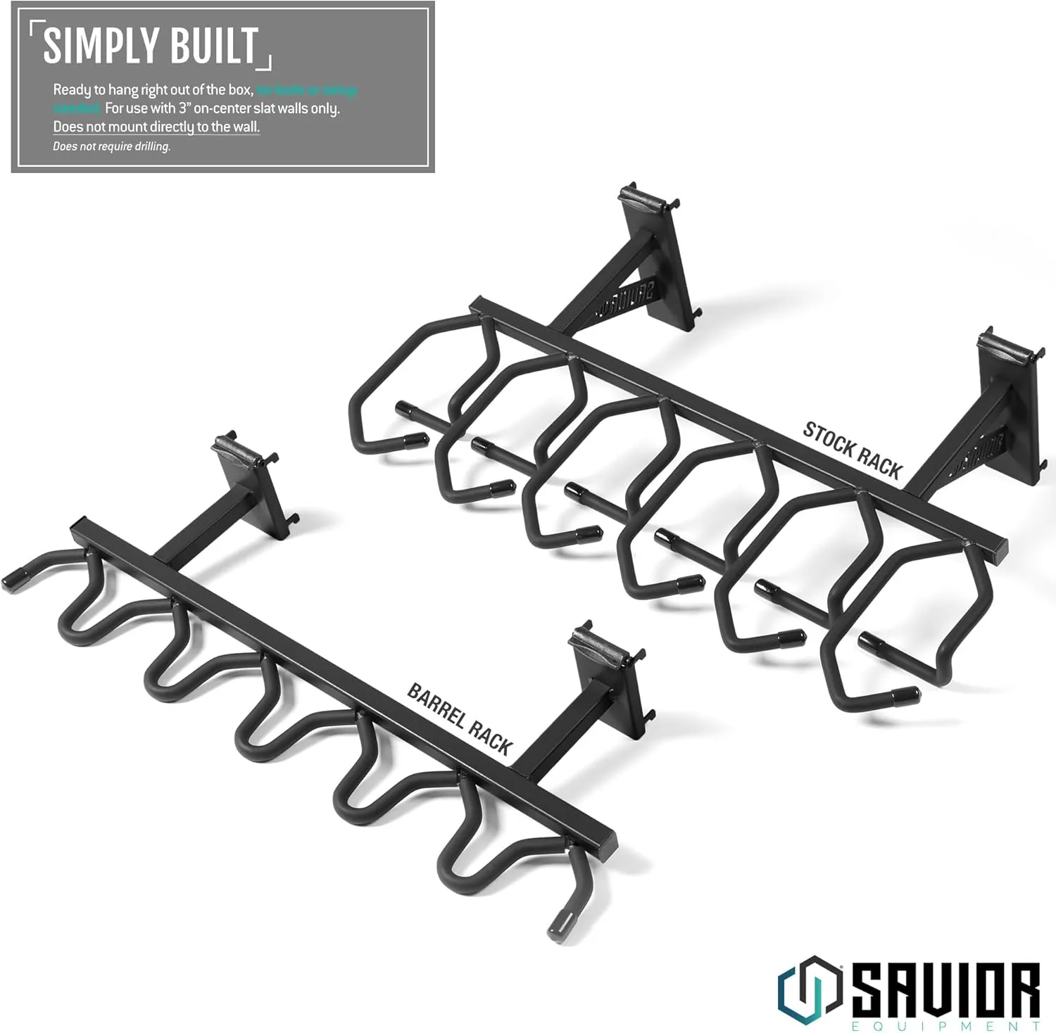 Savior Equipment Wall Rack System Tactical 6-Rifle Carbine Shotgun Storage Wall Mount Hanger, Heavy-Duty Steel Modular Firearms Gun Wall Gear Accessories Organizer