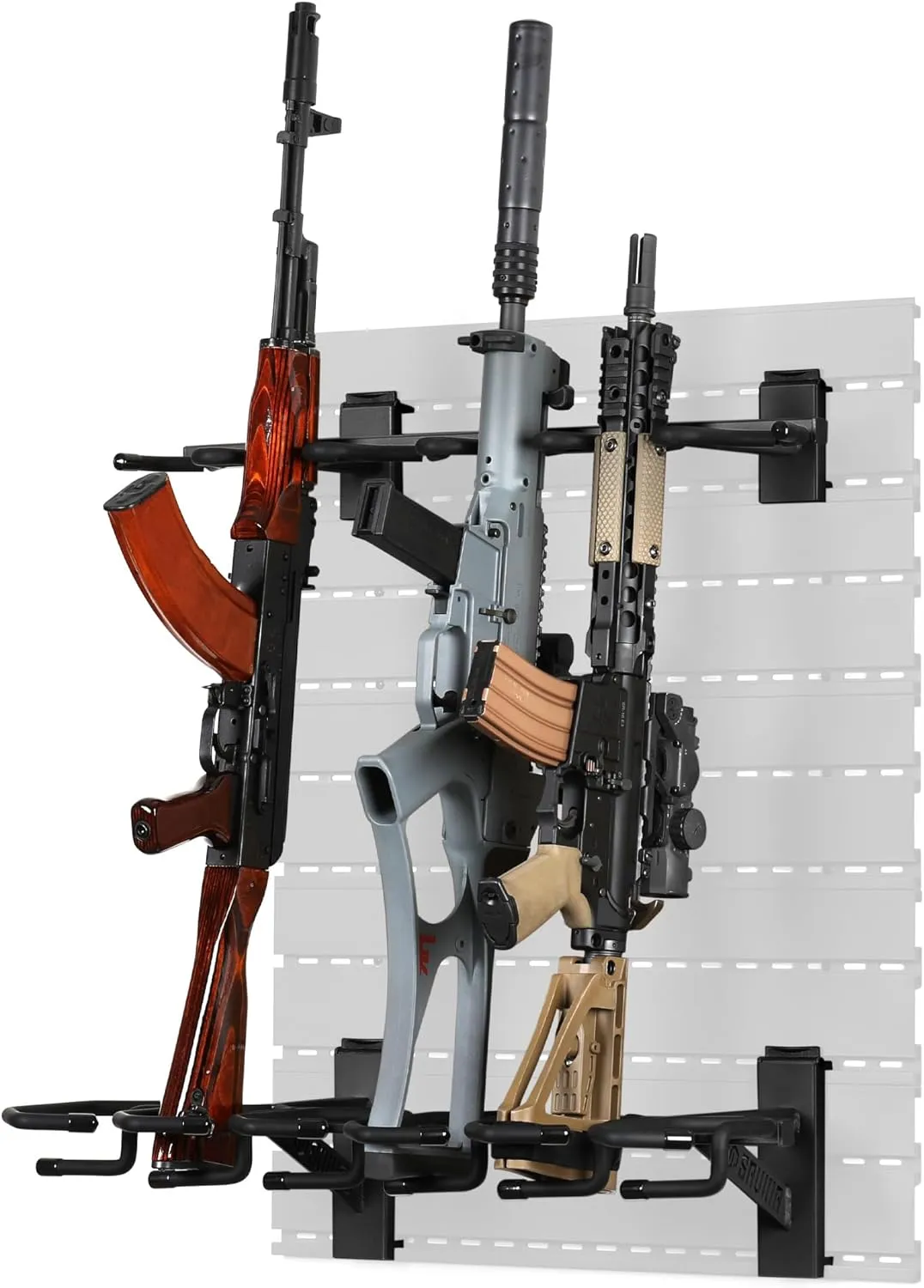 Savior Equipment Wall Rack System Tactical 6-Rifle Carbine Shotgun Storage Wall Mount Hanger, Heavy-Duty Steel Modular Firearms Gun Wall Gear Accessories Organizer