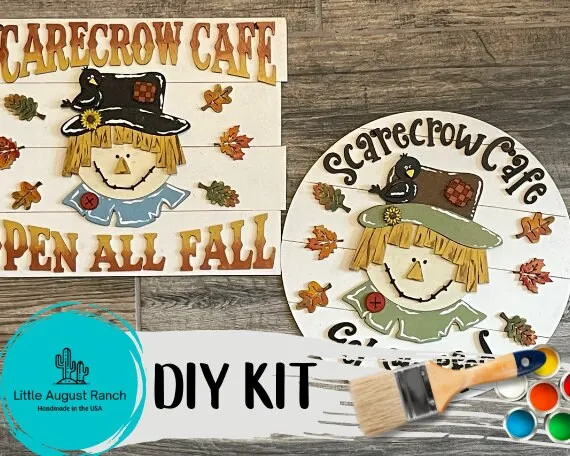 Scarecrow Door Hanger DIY Fall Kit - Paint it Yourself Fall Kit for Adult