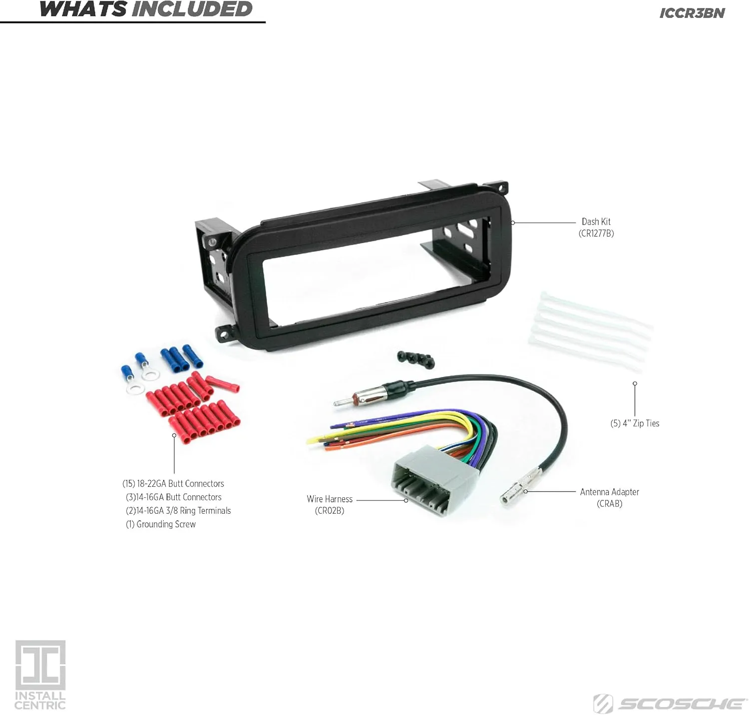 Scosche ICCR3BN Single DIN Radio Install Dash Kit Compatible with Select 2002-07 Chrysler, Dodge & Jeep Vehicles - Complete Basic Car Stereo Installation Kit - See Vehicle Fit Guide in Images