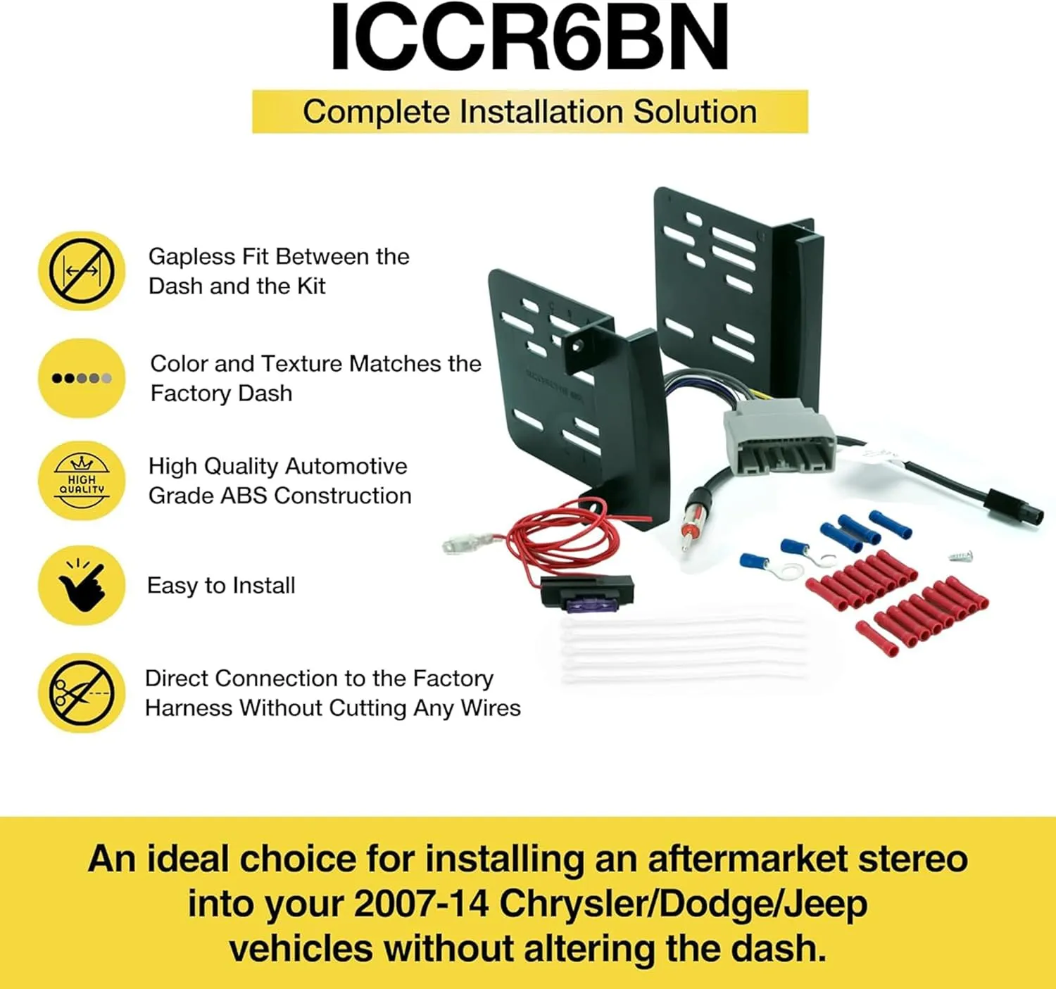 Scosche ICCR6BN Double DIN Radio Installation Dash Kit Compatible with Select 2007-2020 Chrysler, Dodge, Jeep and RAM Vehicles - Complete Aftermarket Car Stereo Install Kit - See Fit Guide In Images