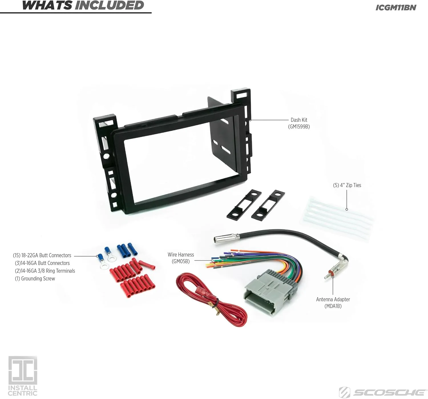 Scosche ICGM11BN Double DIN Complete Basic Installation Kit for Select Non-Amplified 2004-09 Chevrolet and Pontiac Vehicles - GM Stereo Install Kit - See Fit Guide in Images to Verify Your Vehicle