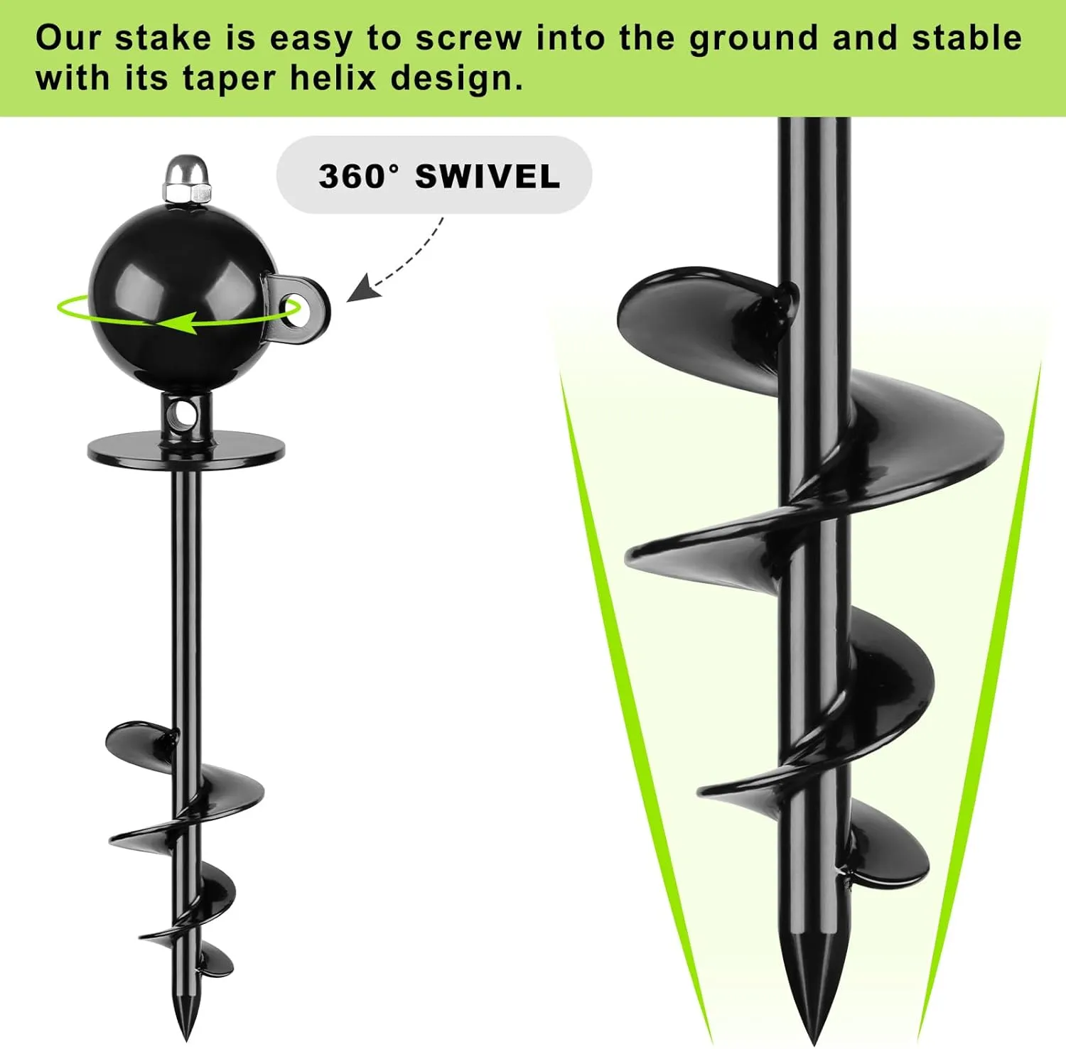 SELEWARE Dog Tie Out Stake Outdoor Anti-Rust Dog Anchor with Stainless Steel Dog Chains for Large Dogs up to 100 lbs, Free Rotation Dog Stake Dog Camping Gear 15 ft Long