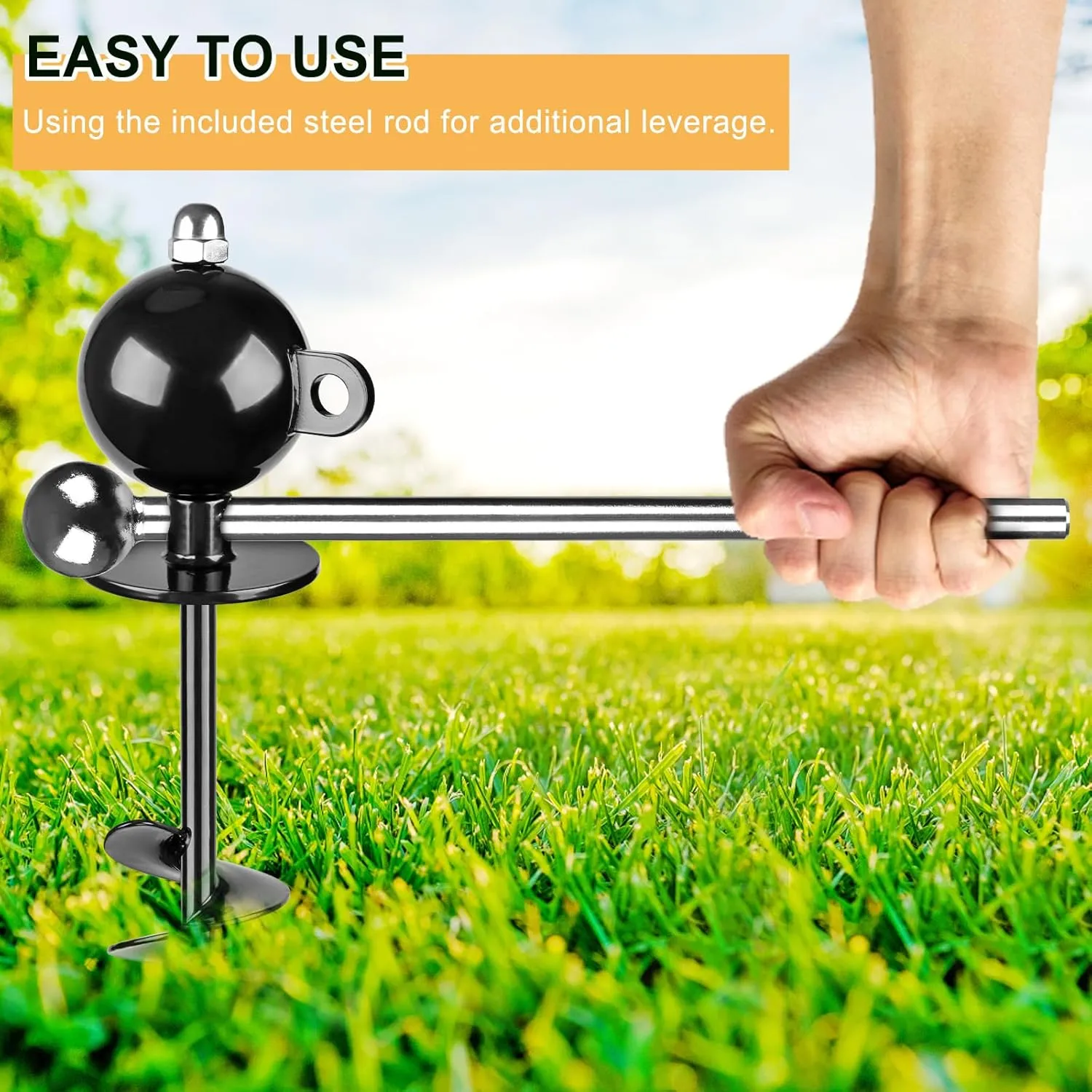 SELEWARE Dog Tie Out Stake Outdoor Anti-Rust Dog Anchor with Stainless Steel Dog Chains for Large Dogs up to 100 lbs, Free Rotation Dog Stake Dog Camping Gear 15 ft Long